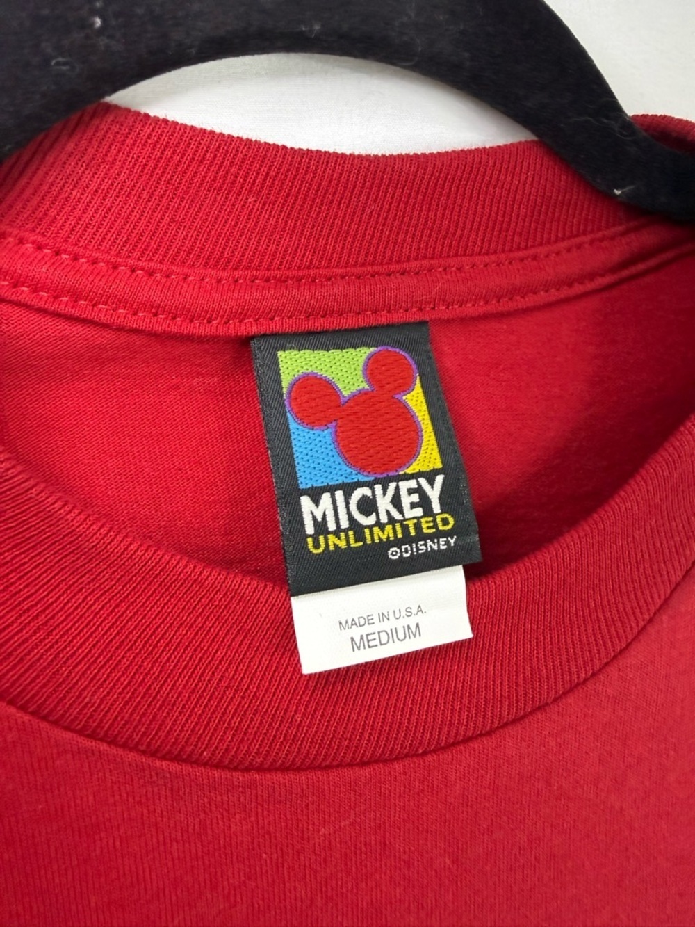 Vintage Rainbow Disney Mickey Unlimited Red Graphic Tee by Velva Sheen, size M - Picture 3 of 5
